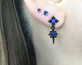 Starburst Earrings,star Earrings, Black Earrings, Mens