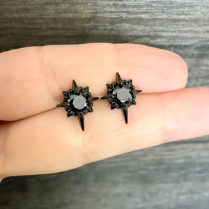 North Star earrings, North Star studs, stainless steel earrings, gothic jewelry, gothic earrings, Black star earrings, black earrings