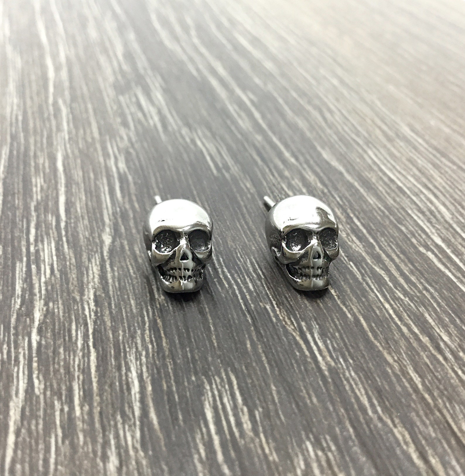 Skull earrings skull studs skull jewelry stainless steel | Etsy