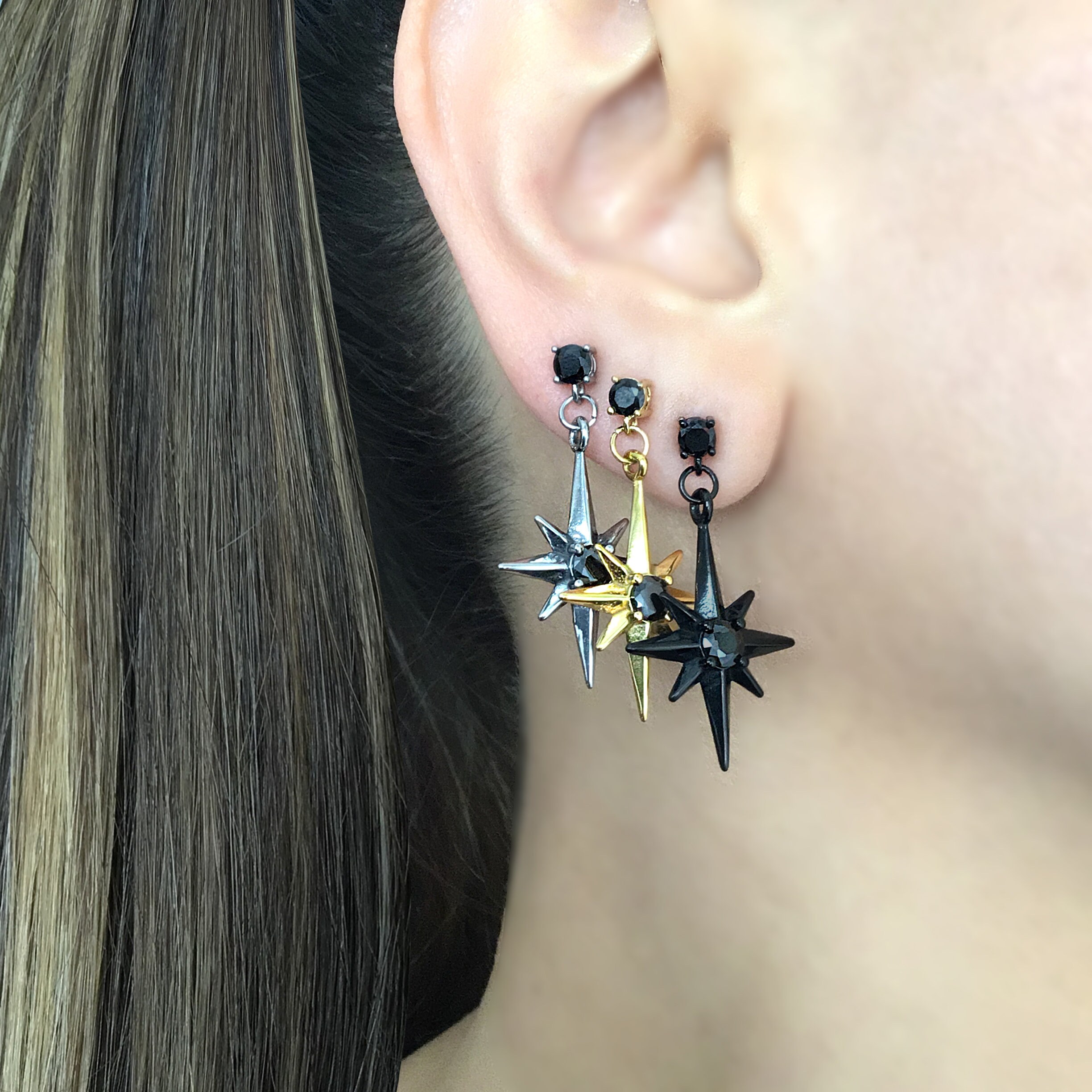 North Star Earring, Starburst Earrings, Star Earrings