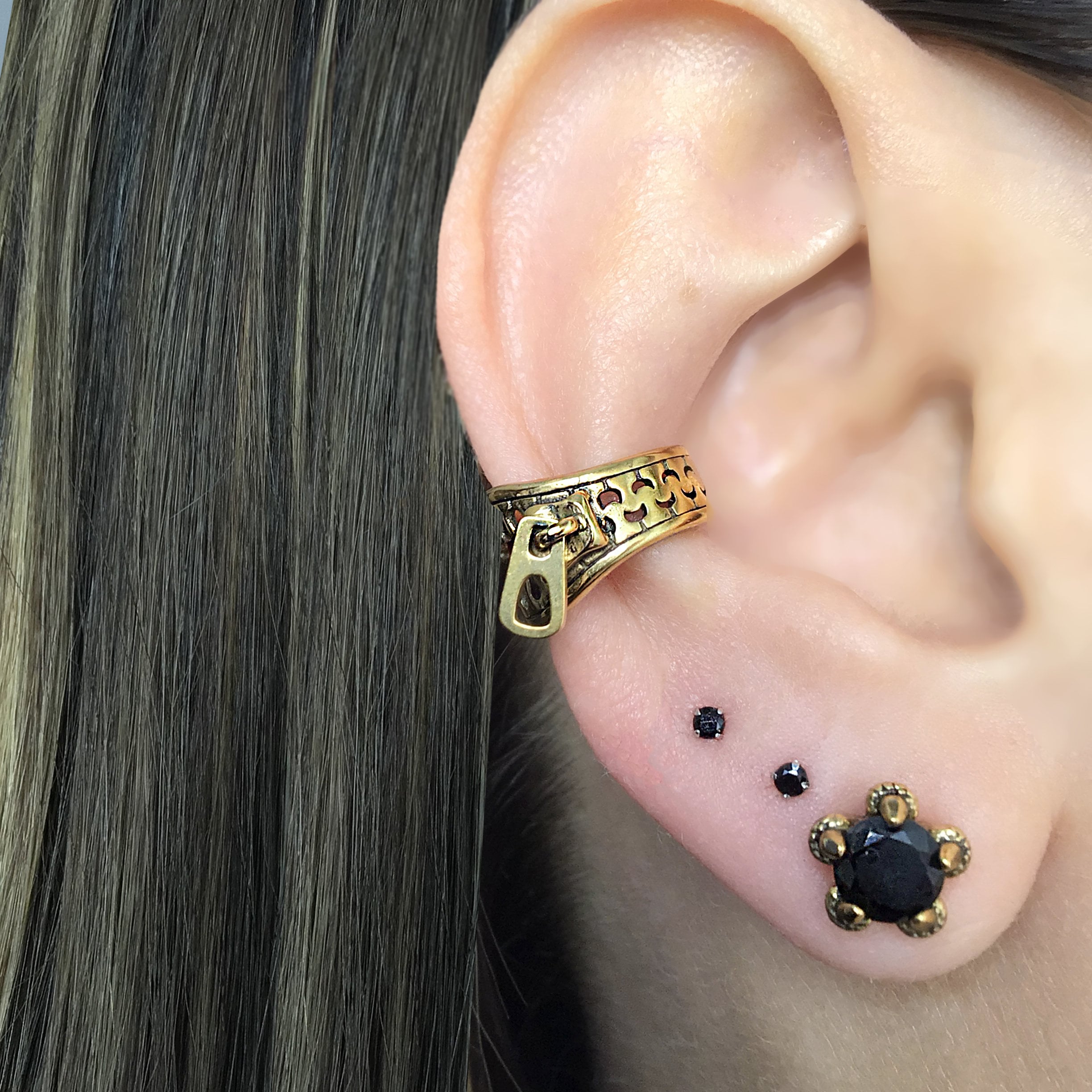 Zipper Ear Cuff, Gothic Ear Cuff, Stainless Steel Earrings, Gothic