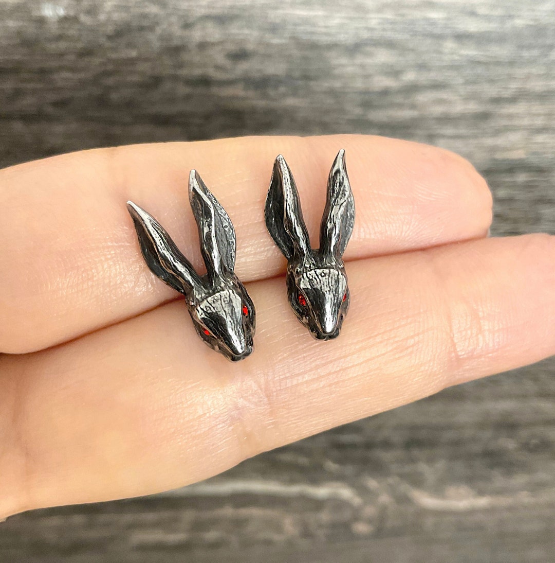 Rabbit Earrings, Rabbit Studs, Rabbit Jewelry, Stainless Steel Earrings ...