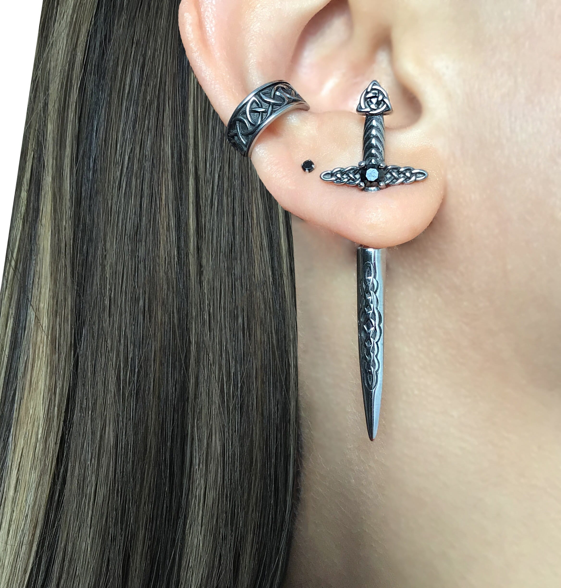 Celtic Sword Ear Jacket, Stainless Steel Dagger Earrings - Etsy