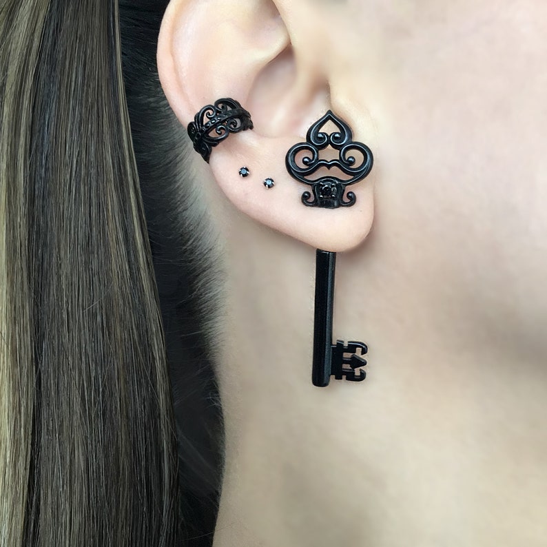 Key Ear Sorter Key Earrings,crown Key Earrings, Key Earrings, Front Back Earrings, Key ...