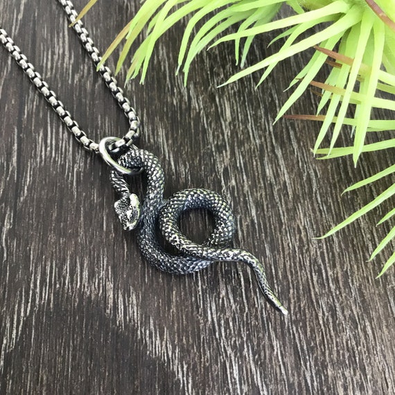 Snake Pendant, Snake Necklace, Stainless Steel Jewelry