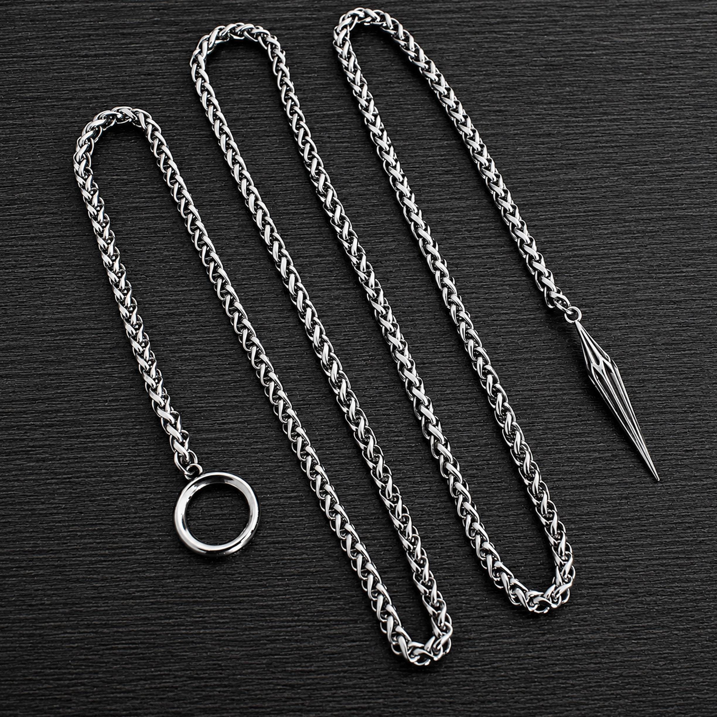Adjustable Foxtail Chain Lariat Necklace , Stainless Steel Wrap
