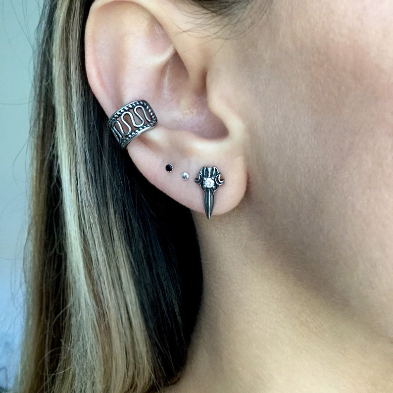 Moon Dagger Earrings Dagger Studs Stainless Steel Earrings Etsy