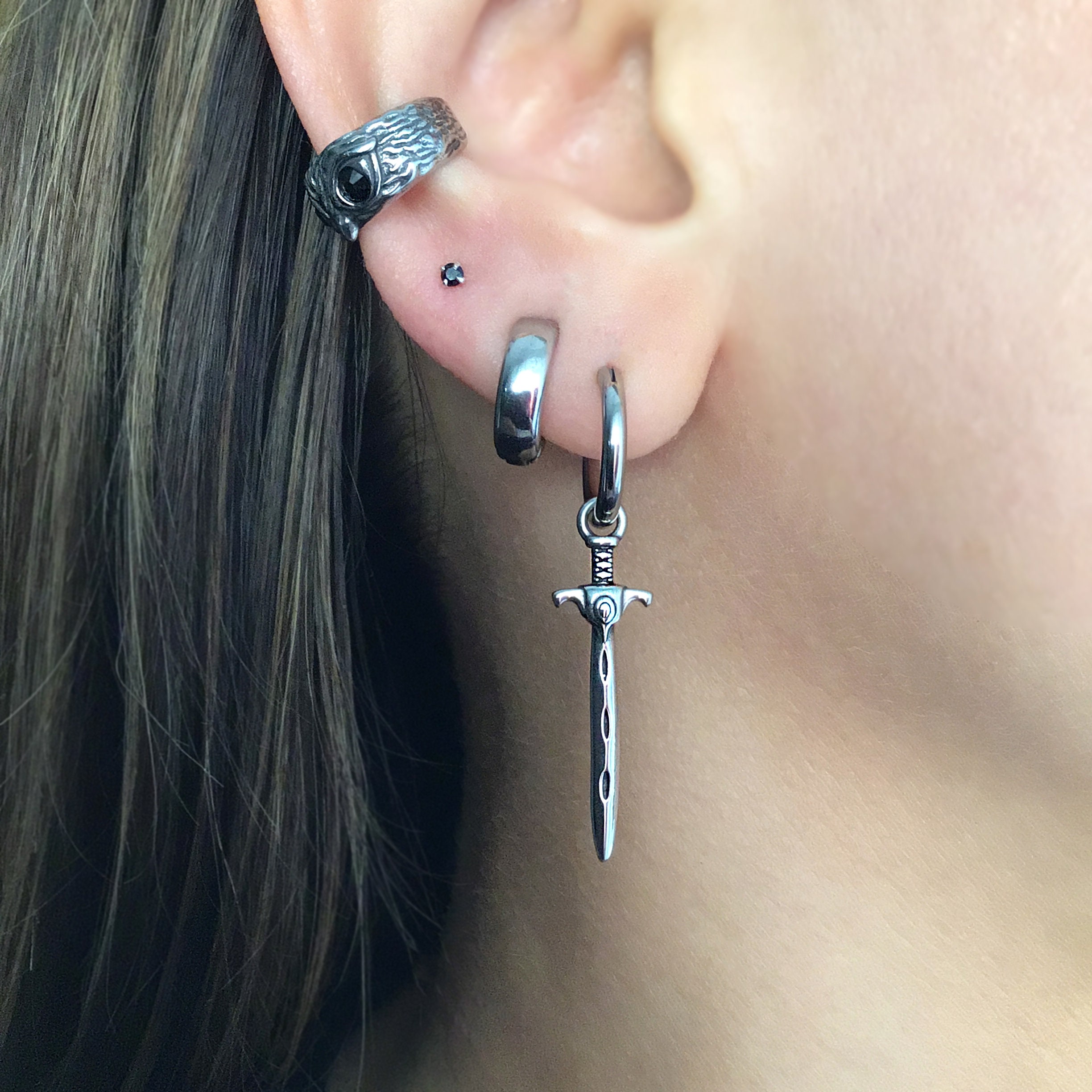 Sword Hoop Earrings,dagger Hoop Earrings,dagger Earrings, Hoop