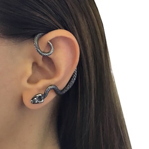 SINGLE  Snake cuff earring, snake cuff earring, Gothic earring, gothic jewelry, serpent earcuff, snake ear cuff