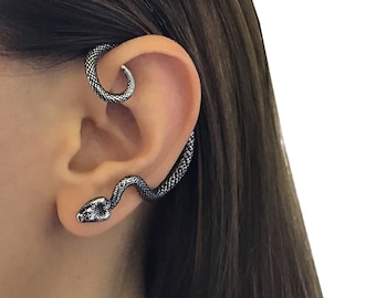 SINGLE  Snake cuff earring, snake cuff earring, Gothic earring, gothic jewelry, serpent earcuff, snake ear cuff