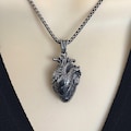 Anatomical Heart Necklace , Realistic Gothic Heart Pendant in Stainless Steel, Goth heart jewelry