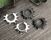 Spike Hoop Earrings, Black Hoop Earrings, Spike Earrings