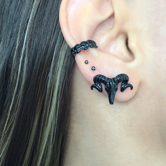 Orecchini Stud Uomo Skull Rose Stile Retro Punk - Acciaio Inossidabile - Foto 7