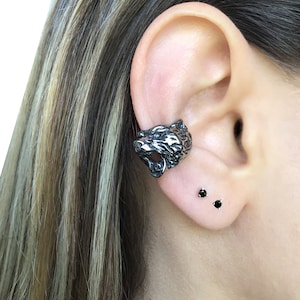 Bear Ear cuff, gothic ear cuff, stainless steel earrings, ear cuff, gothic earrings, Bear jewelry, Bear earring, Bear ear cuff