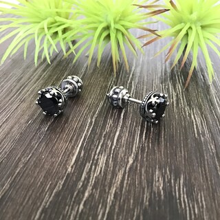 Orecchini A Barra Per Cartilagine Blackama – Acciaio Inox 316L Smaltato – Trago, Helix, Con Zirconia Cubica – Colori: Argento, Nero, Stella
