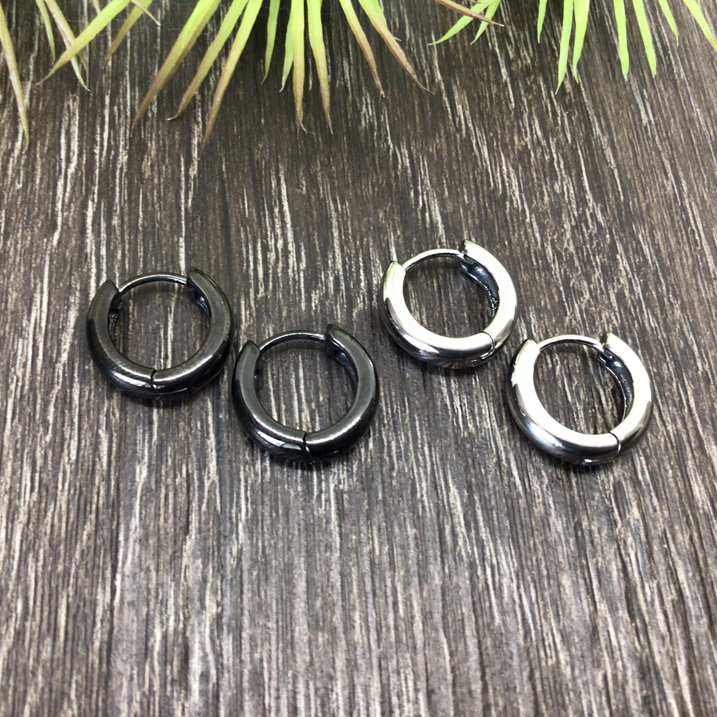 Hoop Earrings Black Hoop Earrings Mens Hoops Simple Hoops Etsy