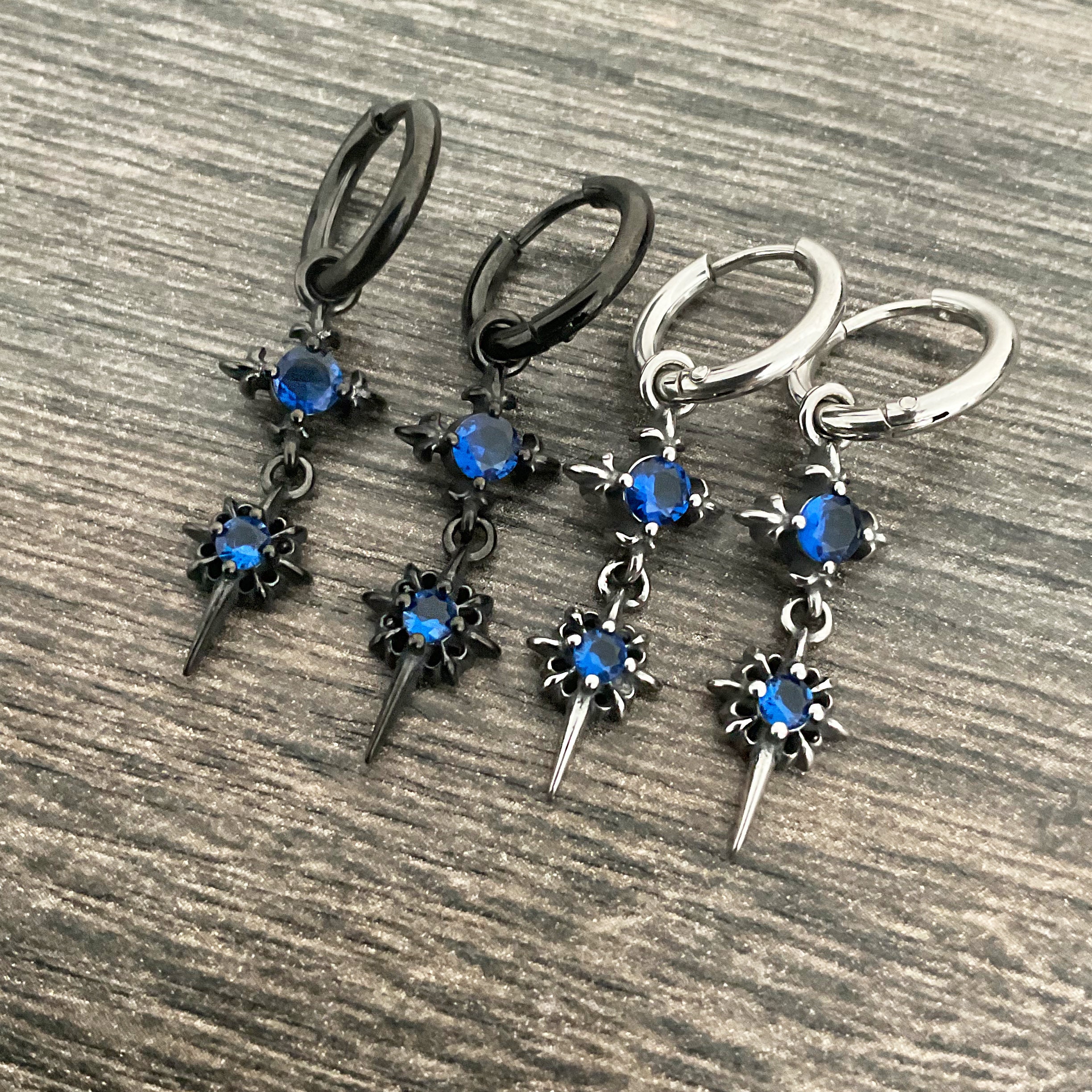 North Star Hoop Earring Starburst Earrings, Star Hoop