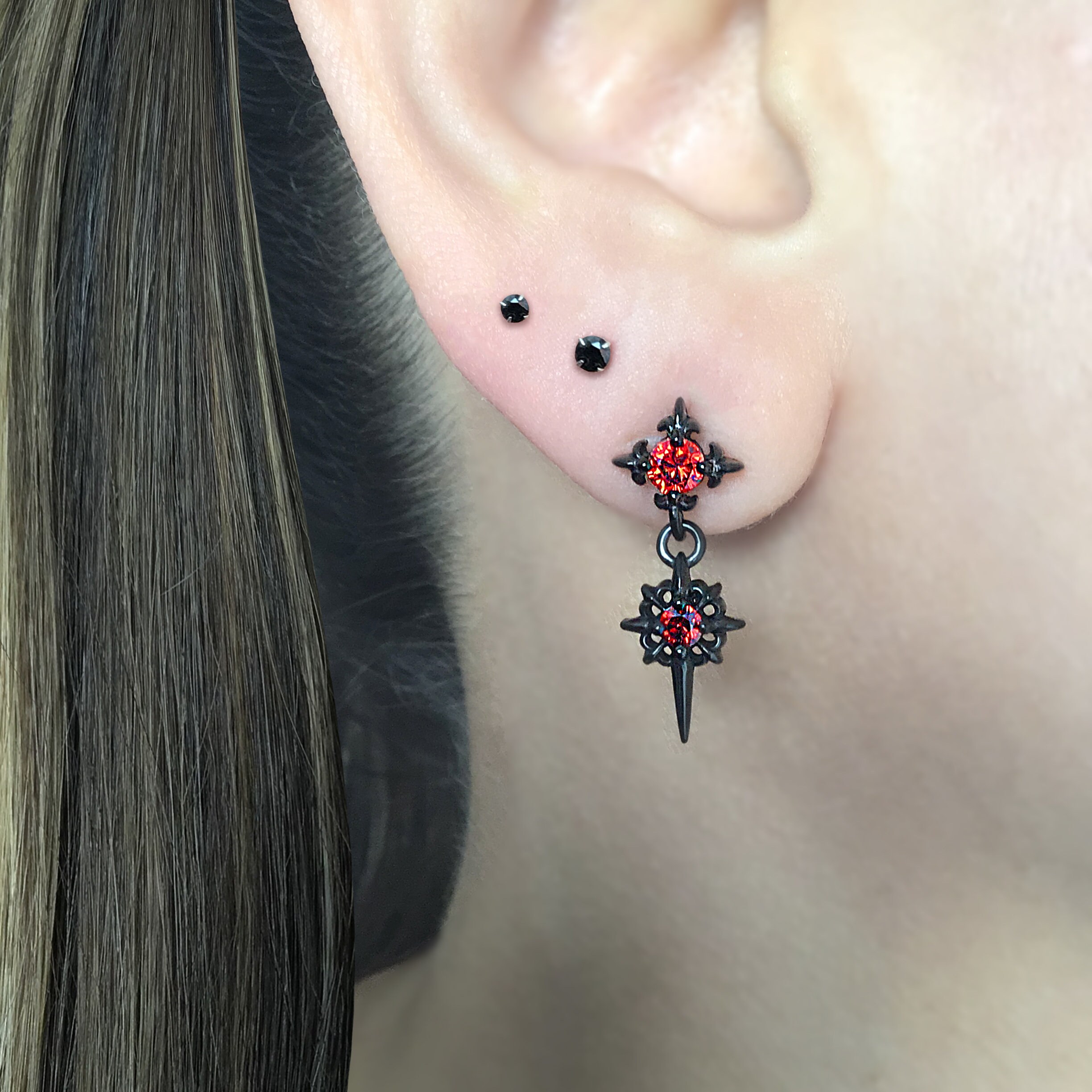 Starburst Earrings,star Earrings, Black Earrings, Mens