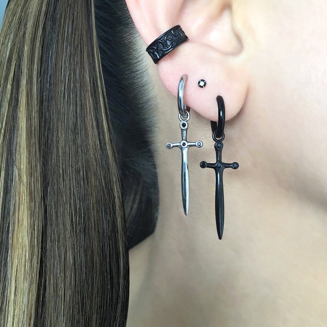 Sword Hoop Earrings,dagger Hoop Earrings,dagger Earrings, Hoop Earrings