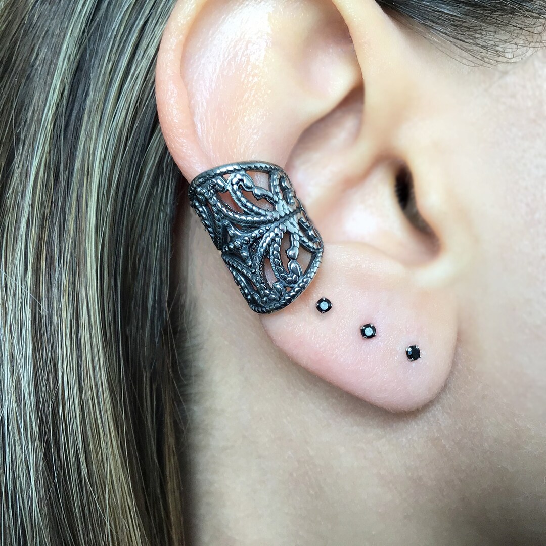 Ear Cuff, Gothic Ear Cuff, Stainless Steel Earrings, Gothic Jewelry