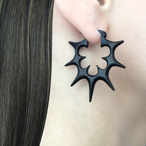 Gothic spikes hoops, Spikes hoop earrings,Gothic earrings, hoop earrings, gothic jewelry, gold hoops, black earrings ,gothic hoops