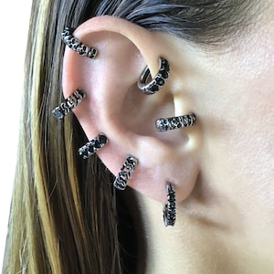 Cerceau à clip sans piercing, boucles d'oreilles à clip, cerceau sans piercing, brassard d'oreille, boucle d'oreille, cerceau huggie, bijoux gothiques, cerceau pour homme