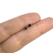 Sterling Silver Black stud earrings, black  studs, 3mm studs, tiny earrings,  black stone earrings, second piercing earrings