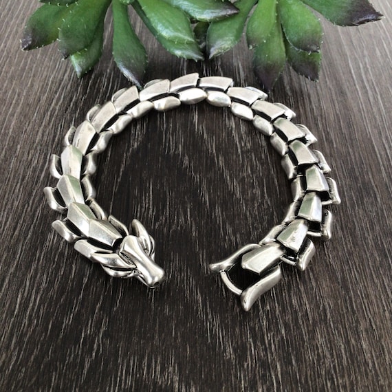 Silver Dragon Bracelet, Double Dragon Head Bracelet, Stainless Steel Men's  Bracelet, Unisex Bracelet, Gift for Boyfriend, Gothic Bracelet, - Etsy