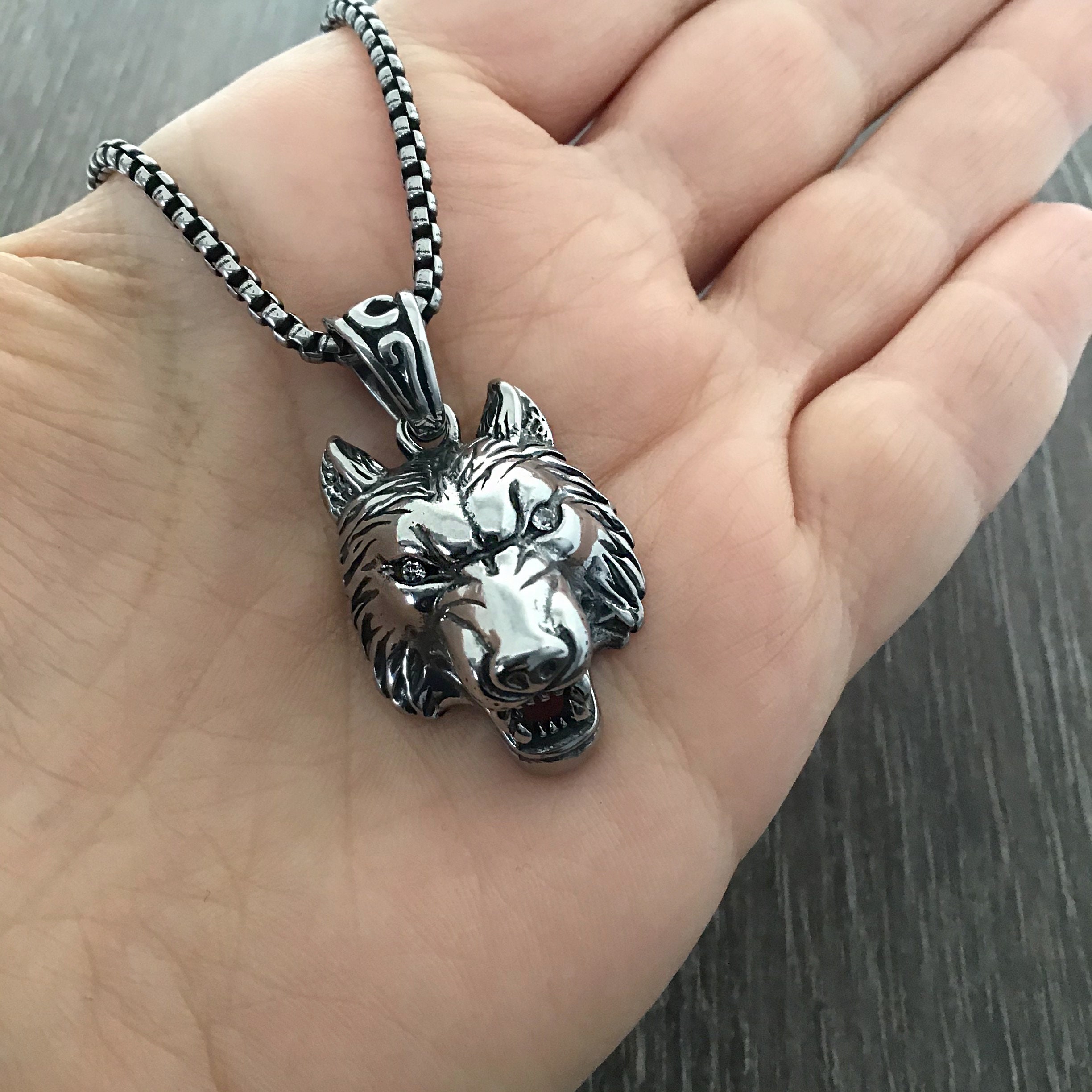 Stainless steel wolf pendant deals