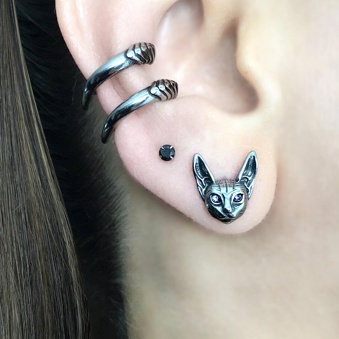 Soul-Cats Faux Plugs – Finti Spiralini Orecchini In Acciaio Inox, 10mm, Bianco E Nero, Coppia