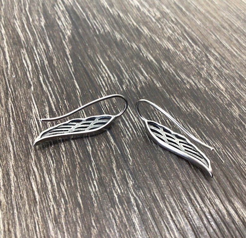 Angel wings crawler earrings, Angel wings earring, Wings earrings, Gothic earrings, ear crawler, ear climber, angel wings jewelry image 3