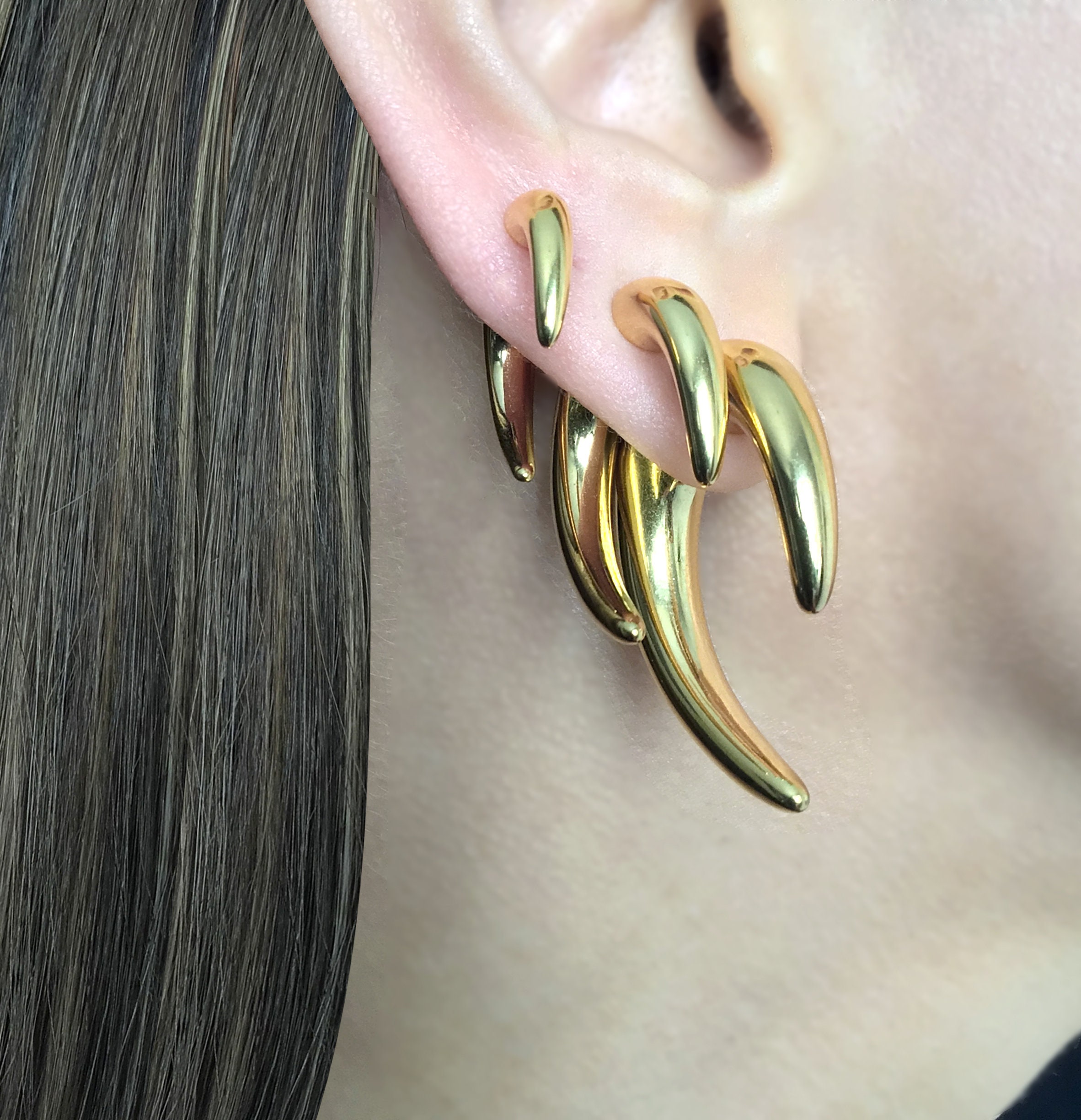 Orecchini A Claw (artiglio) Con Aquila E Drago In Acciaio Inox, Per Uomo E Donna, Colore Oro, Con Custodia In Velluto
