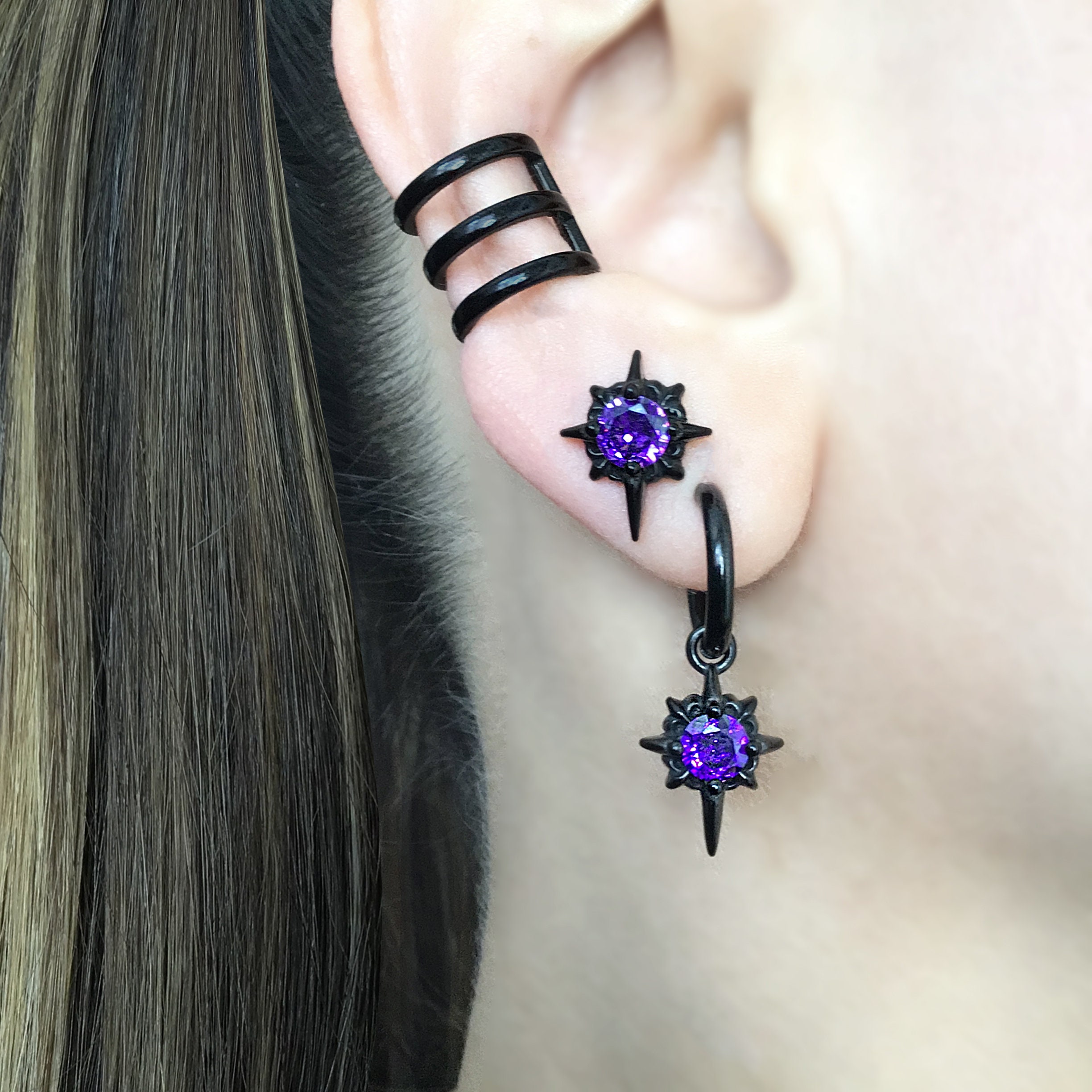 Three Lines Ear Cuff, No Piercing Earrings, Stainless Steel Cuff - Etsy