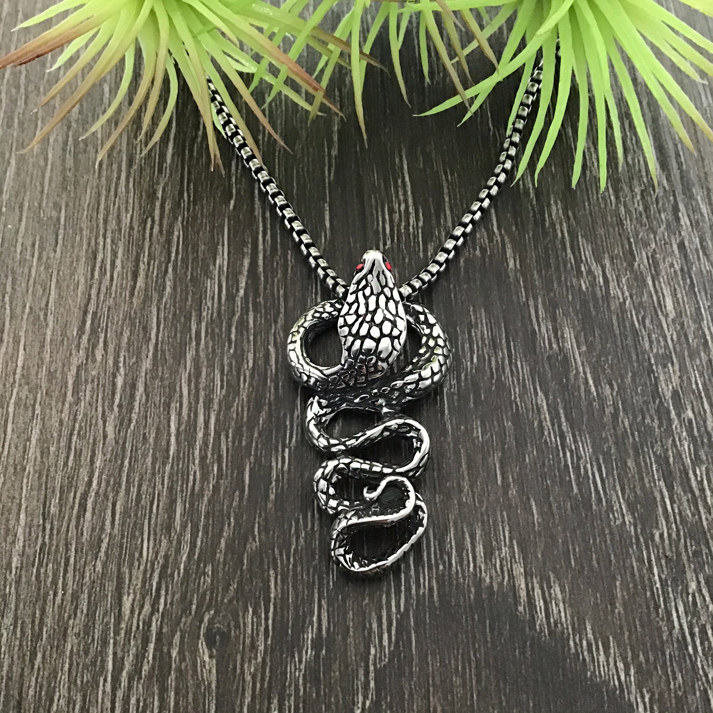 Fachoice Kobra Halskette Für Herren - Titanstahl Schmuck Mit Schlangen-Motiv