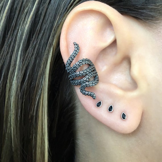 Zipper Gothic Ear Cuff Octopus Ear Cuff, Gothic Ear Cuff