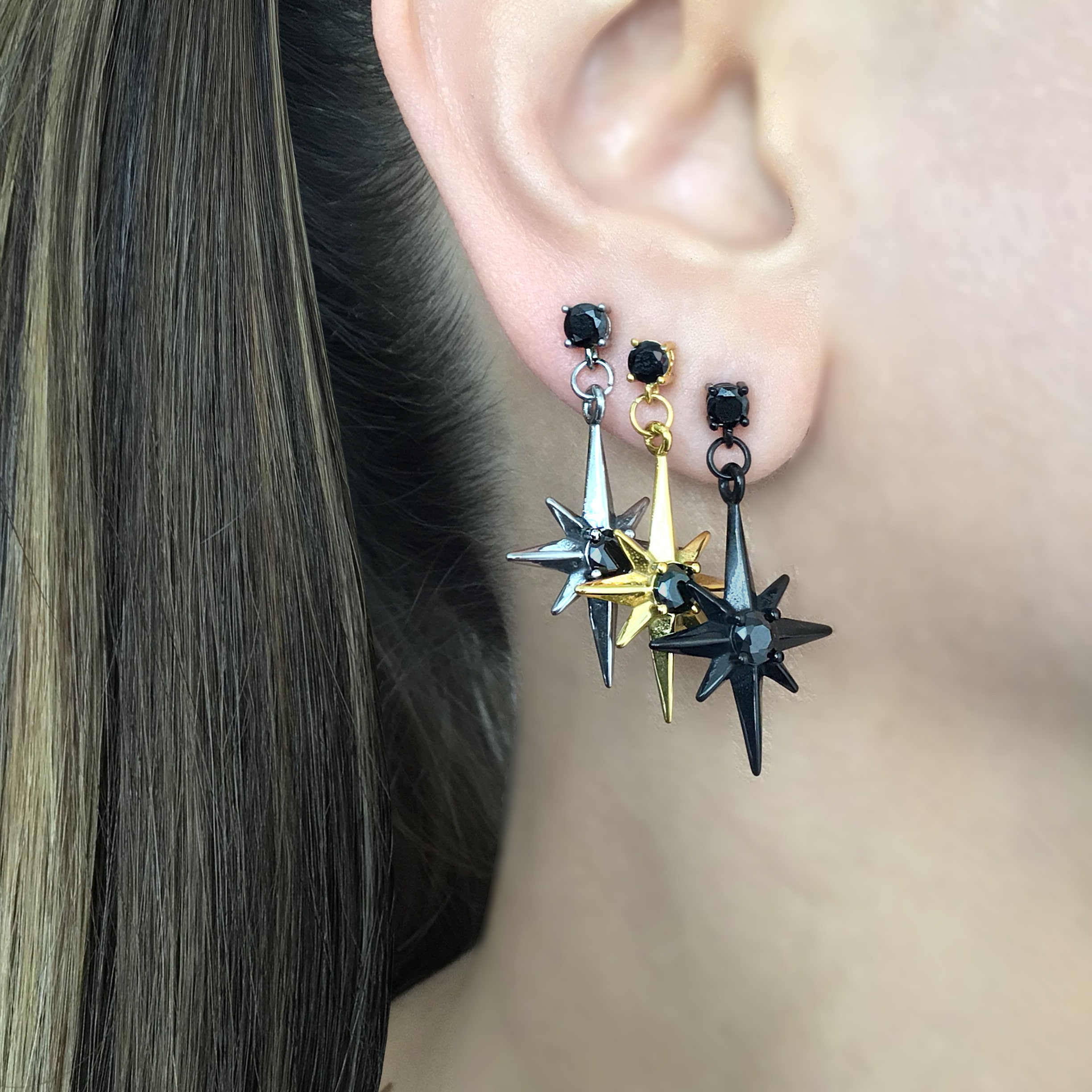 North Star Earring, Starburst Earrings, Star Earrings