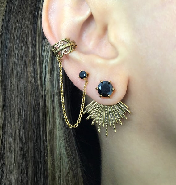 Front and Back Earrings, Gothic Jewelry, Ear Jacket