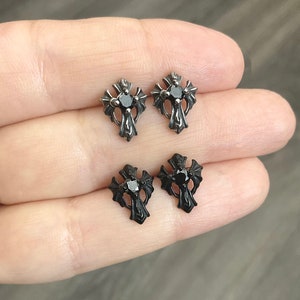 Cross earrings, cross studs, mens earrings, stainless steel earrings, gothic jewelry, mens studs, cross, gothic cross, goth earrings