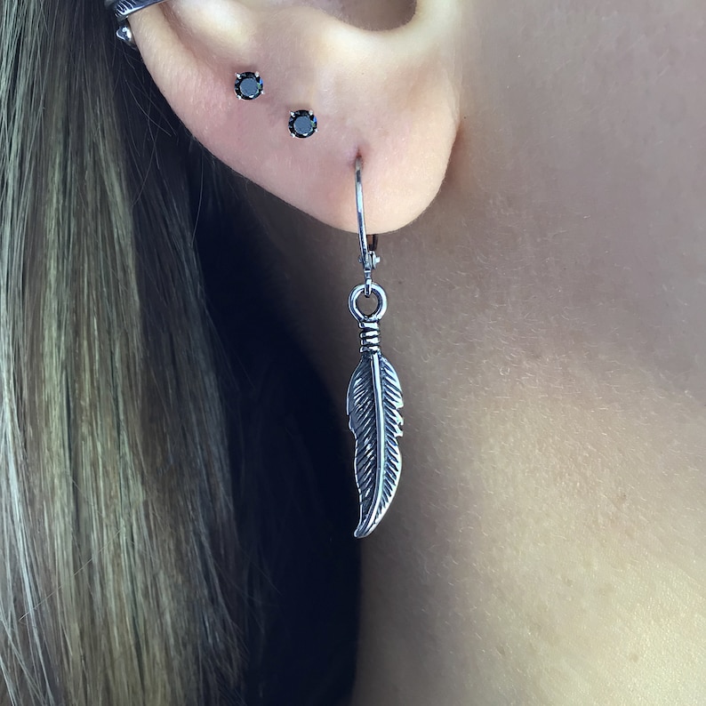 Golden Feather Hoops Earrings