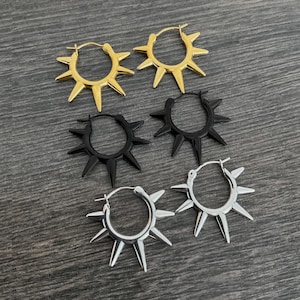 Spike hoop earrings, spike earrings, Spiky hoops, gothic jewelry, mens hoops, punk earrings, earring, hoops