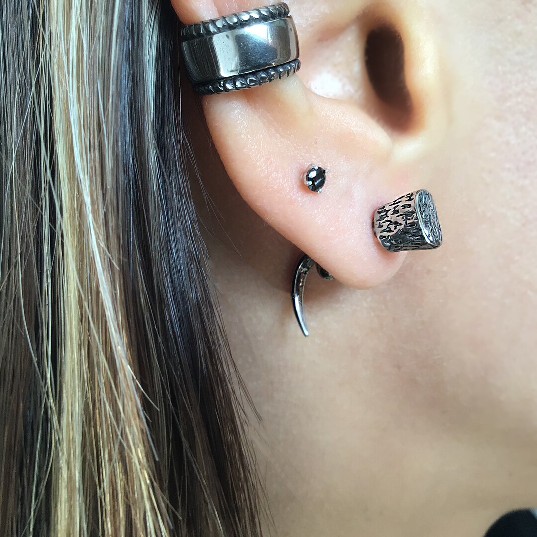 YICAI Punk in acciaio inossidabile Dragon scale orecchini con fibbia
