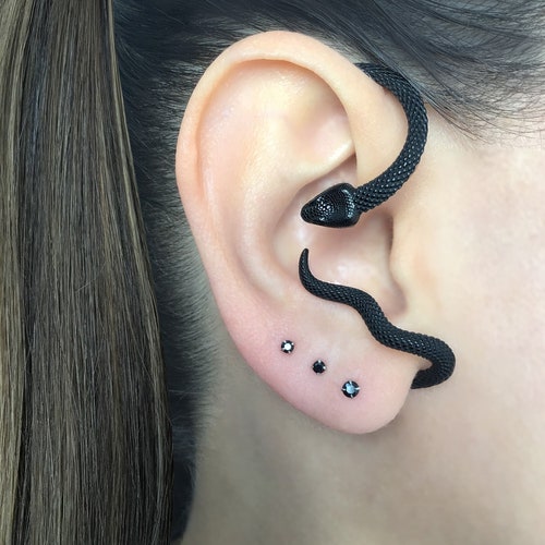 Schlangen Ohrmanschette, Kein Piercing Gothic Ohrring, Unisex Goth Edelstahlschmuck