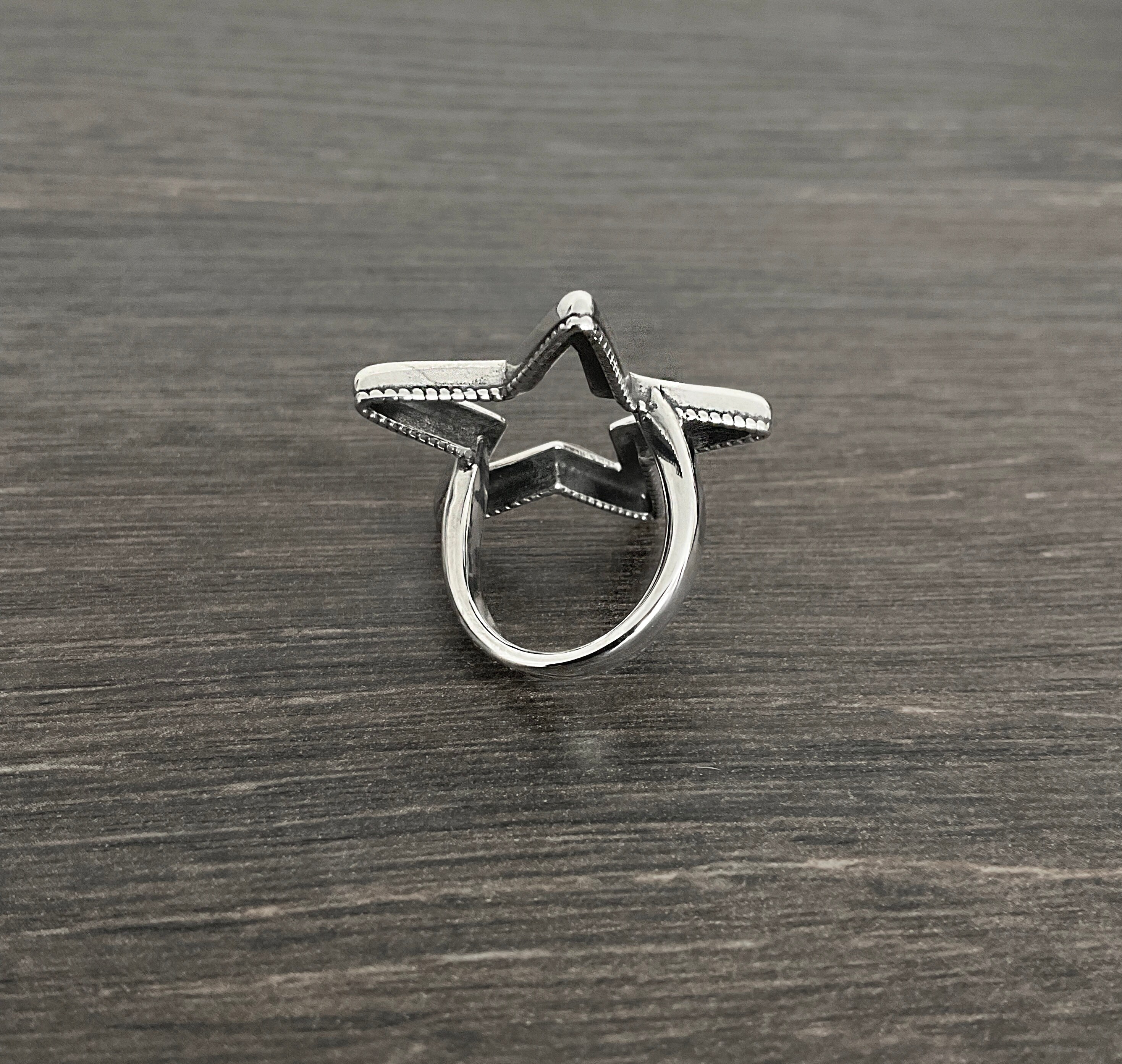 B*r様 Large Star Ring Silver 925 16号 ラージス Star Ring, Unisex Statement Jewelry, Stainless Steel Jewelry - Etsy