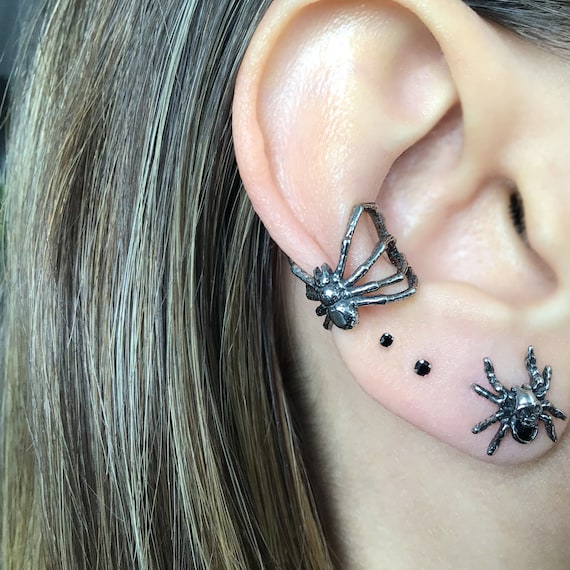 Spider Ear Cuff, Gothic Ear Cuff, Stainless Steel Earrings
