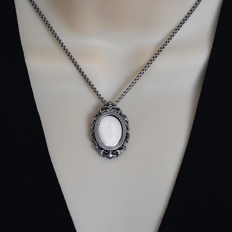 Gotiskt viktorianskt skyddshalsband, Spegelhänge, Skyddstalisman, Gotiskt halsband, Viktorianska smycken bild 3