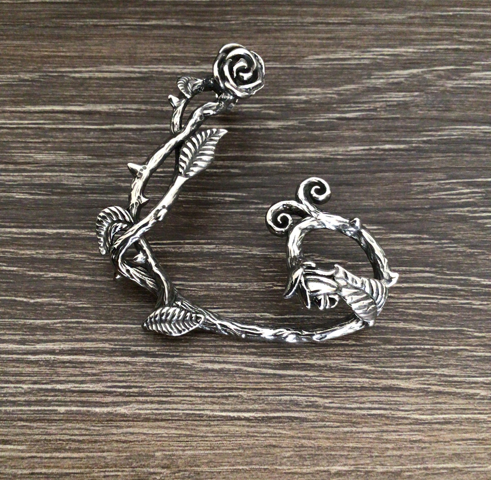 Roses and Thorns Cuff Earring Rose Vine Cuff Earring Gothic Etsy