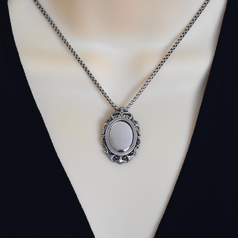 Gotiskt viktorianskt skyddshalsband, Spegelhänge, Skyddstalisman, Gotiskt halsband, Viktorianska smycken bild 6