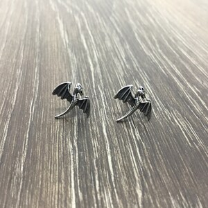Stainless Steel Dragon Stud Earrings, Gothic Fantasy Jewelry image 2