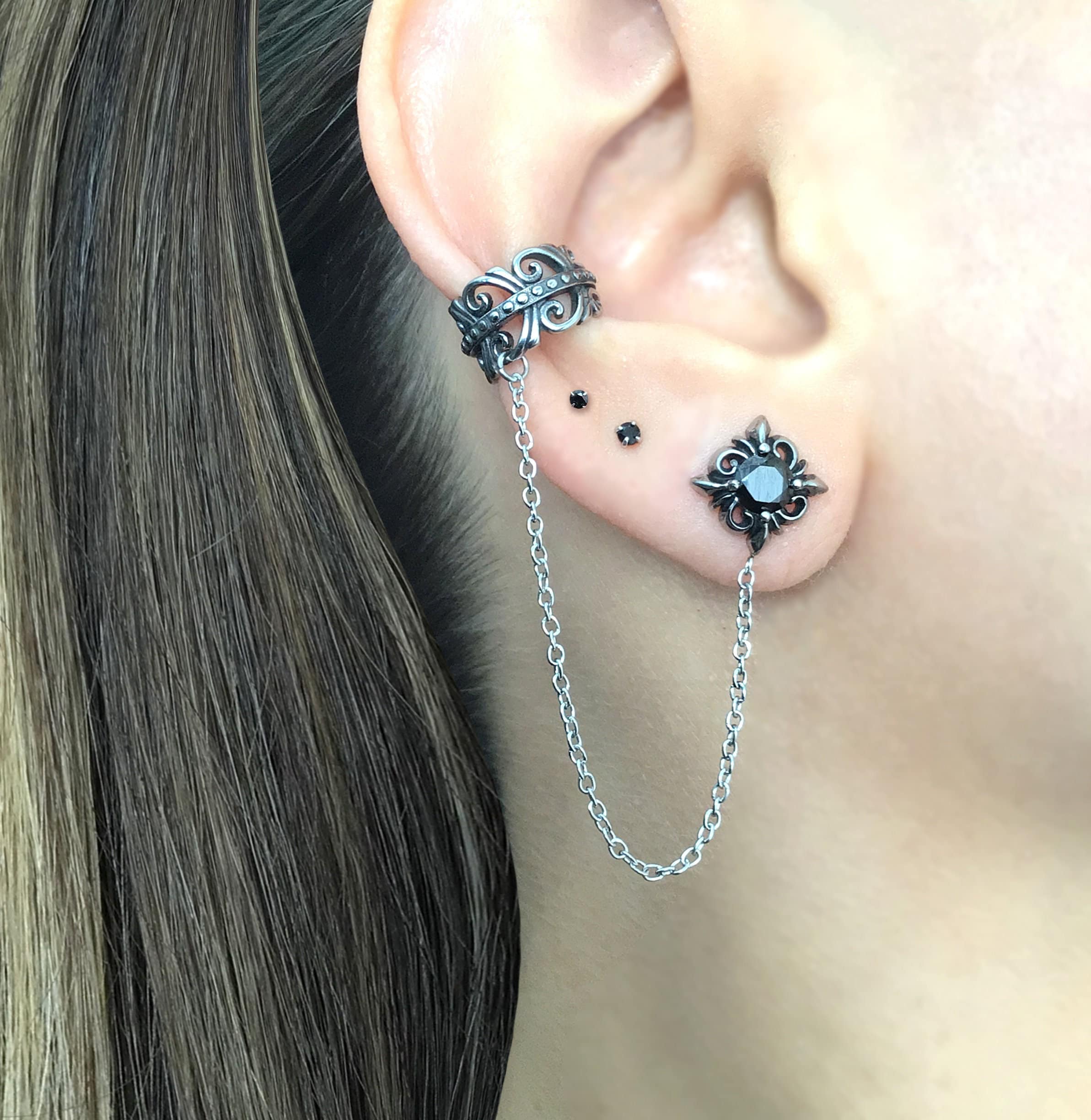 Bijoux Homme Femme Fibre Carbone Lot 4 Paires Boucles D'oreilles Acier Inoxydable - Fibre Carbone 8mm