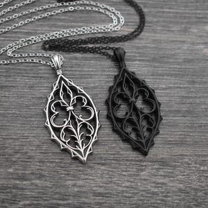 Gothic Fleur pendant,Gothic necklace, Gothic pendant,Unisex necklace, Statement necklace, Gothic jewelry, Cathedral necklace